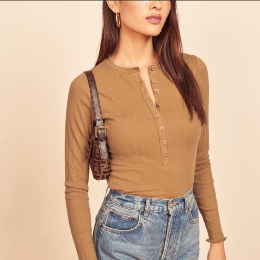 NWT Reformation Nisa Pointelle top Butterscotch XS